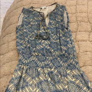 Blue and Cream Patterned Dress